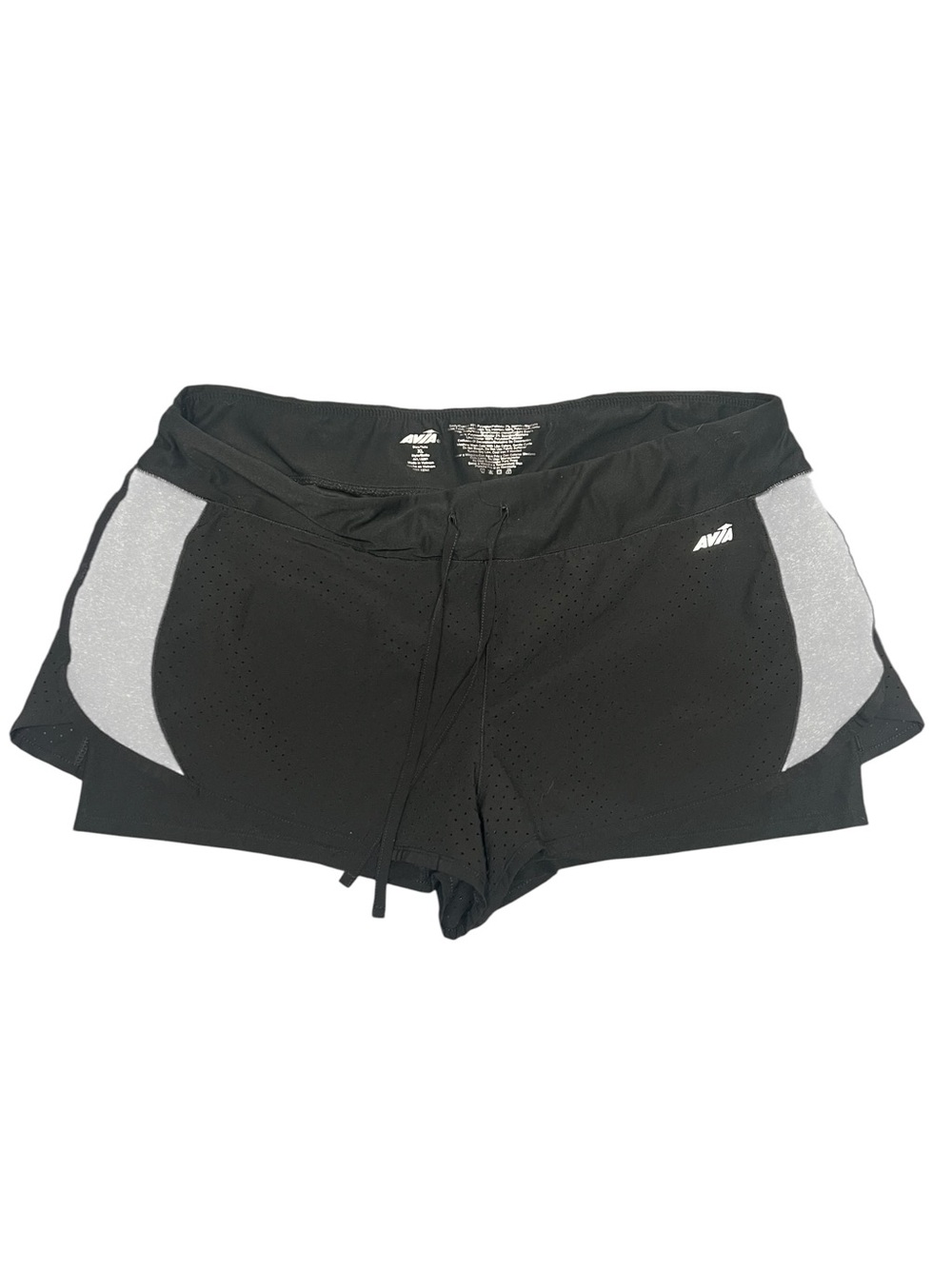 Avia Running Shorts Black Gray Perforated Athletic Activewear Size XL Women